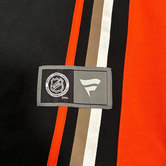 Anaheim Ducks Fan NHL Black Orange Lace Up old time style Hockey Jersey Men's M - Picture 10 of 11